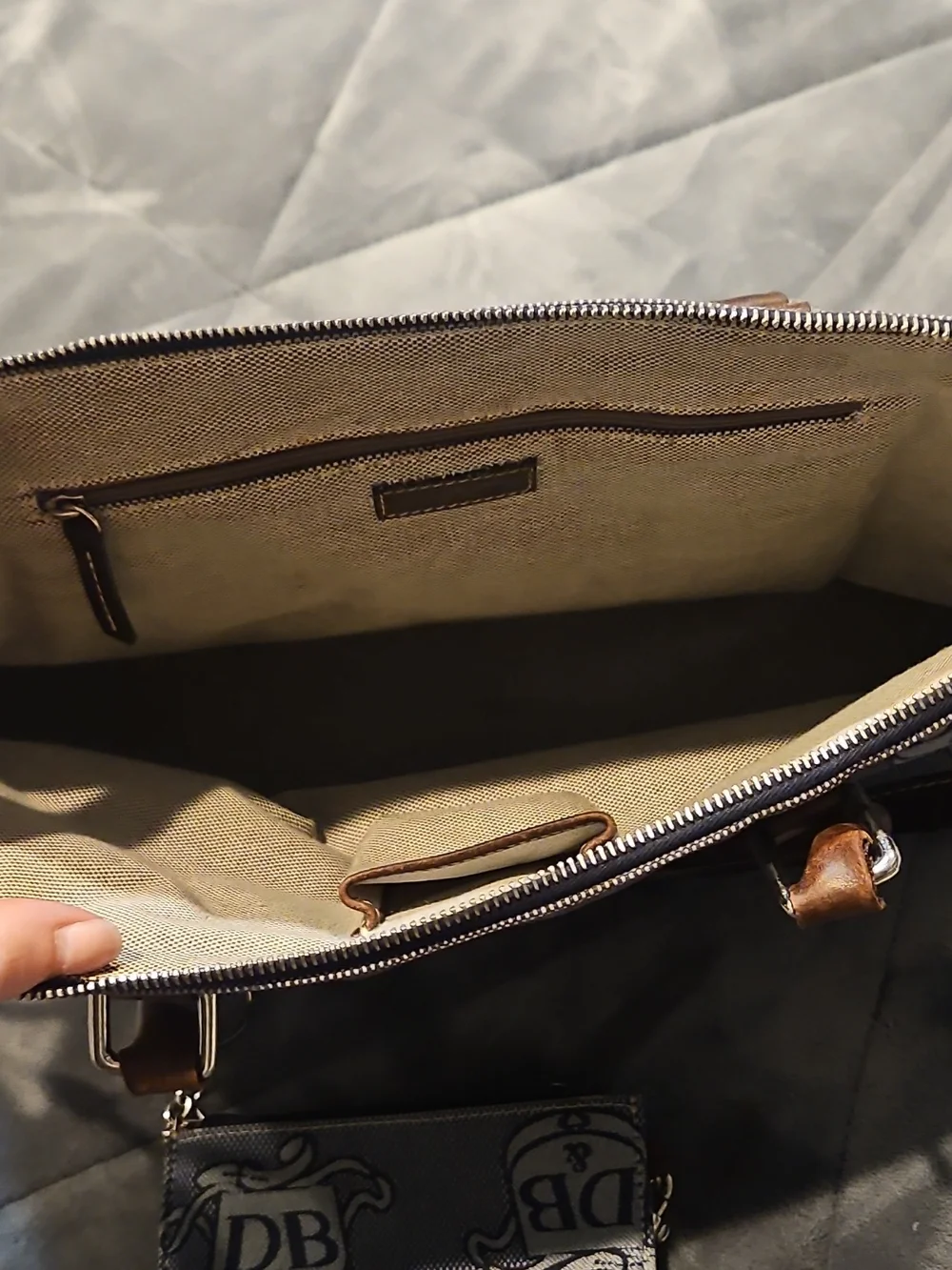 Dooney & Bourke Brown Logo Tote Bag - Brown/Beige